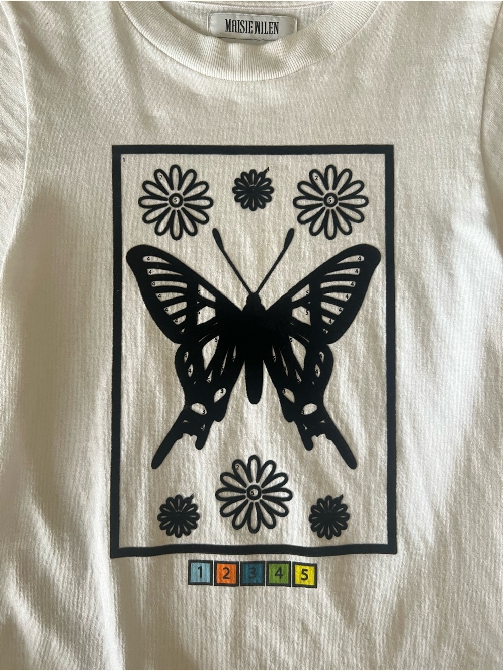 Maisie Wilen Paint by Number Butterfly cotton T-shirt Small Very Good Condition - Picture 7 of 11